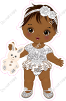 Light Silver - Dark Skin Tone Girl Holding Bunny Toy w/ Variants