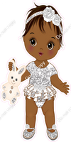 Light Silver - Dark Skin Tone Girl Holding Bunny Toy w/ Variants