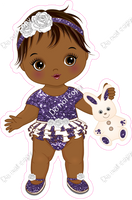 Purple - Dark Skin Tone Girl Holding Bunny Toy w/ Variants