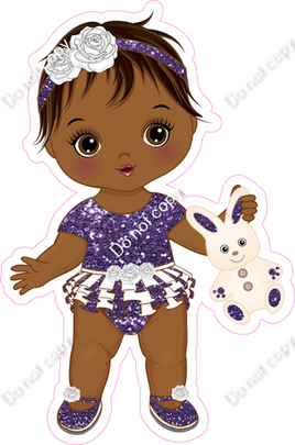 Purple - Dark Skin Tone Girl Holding Bunny Toy w/ Variants