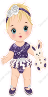 Purple - Light Skin Tone Blonde Girl Holding Bunny Toy w/ Variants