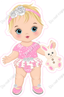 Baby Pink - Light Skin Tone Blonde Girl Holding Bunny Toy w/ Variants