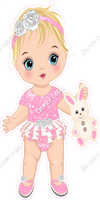 Baby Pink - Light Skin Tone Blonde Girl Holding Bunny Toy w/ Variants