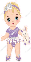 Lavender - Light Skin Tone Blonde Girl Holding Bunny Toy w/ Variants