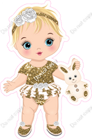 Gold - Light Skin Tone Blonde Girl Holding Bunny Toy w/ Variants