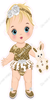 Gold - Light Skin Tone Blonde Girl Holding Bunny Toy w/ Variants