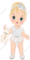 White - Light Skin Tone Blonde Girl Holding Bunny Toy w/ Variants