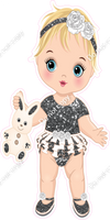 Silver - Light Skin Tone Blonde Girl Holding Bunny Toy w/ Variants