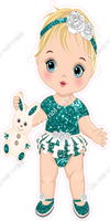 Teal - Light Skin Tone Blonde Girl Holding Bunny Toy w/ Variants