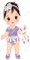 Lavender - Light Skin Tone Brown Hair Girl Holding Bunny Toy w/ Variants