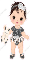 Silver - Light Skin Tone Brown Hair Girl Holding Bunny Toy w/ Variants