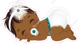 Teal - Dark Skin Tone Girl Sleeping