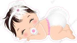 Baby Pink -  Light Skin Tone Brown Hair Girl Sleeping w/ Variants