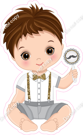 Gold - Light Skin Tone Boy Holding Toy