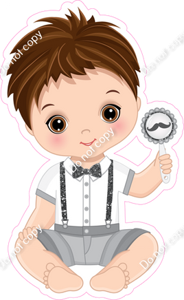 Silver - Light Skin Tone Boy Holding Toy