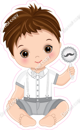 White - Light Skin Tone Boy Holding Toy