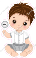 White - Light Skin Tone Boy Holding Toy w/ Variants