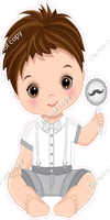 White - Light Skin Tone Boy Holding Toy w/ Variants