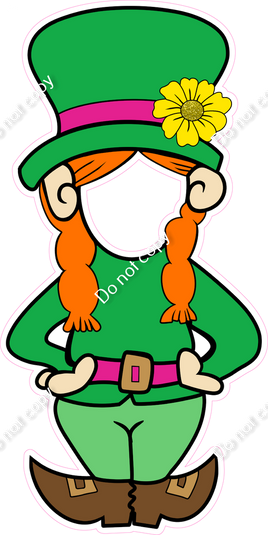 Flat - Girl - St. Patrick's Day Leprechaun Face Cutout