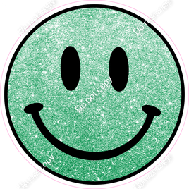 Green Glitter Smiley Face