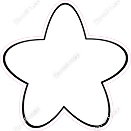 Rounded Flat White Star with Outlines