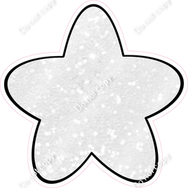 Rounded Sparkle White Star with Outlines