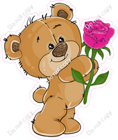 Teddy Bear with Pink Rose Flower w/ Variants