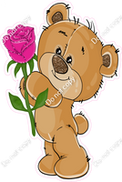 Teddy Bear with Pink Rose Flower w/ Variants