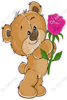 Teddy Bear with Pink Rose Flower w/ Variants