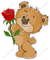 Teddy Bear with Pink Rose Flower w/ Variants