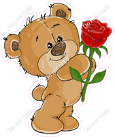 Teddy Bear with Pink Rose Flower w/ Variants