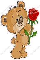 Teddy Bear with Pink Rose Flower w/ Variants