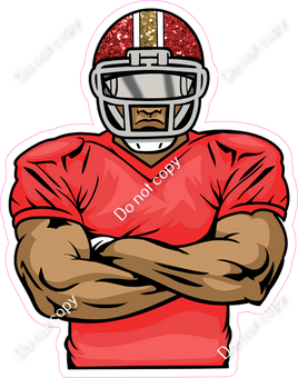 Red Jersey Football Player - Dark Skin Tone w/ Variants