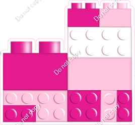 Hot Pink, White, Baby Pink Stacked Legos