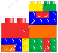 Yellow, Blue, Orange, Green, Red Stacked Legos w/ Variants