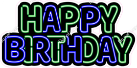 Neon - Green & Blue Happy Birthday