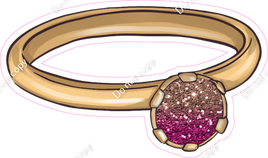 Gold Ring - Rose Gold Hot Pink Stone