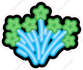 NEON - Caribbean & Lime Green Shooting Stars