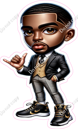 Dark Skin Tone Boy - Black Gold Suites