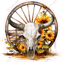 Wagon Wheel & Bull Cow Skull and Sunflowers w/ Variants