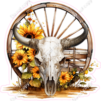 Wagon Wheel & Bull Cow Skull and Sunflowers w/ Variants