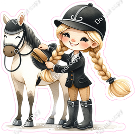 Teen Blond Girl Jockey and Horse w/ Variants