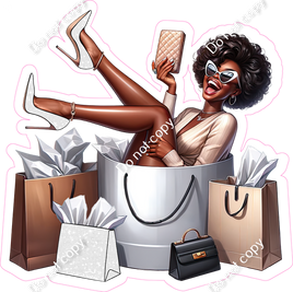 Dark Skin Tone Woman & Shopping Bags w/ Variants