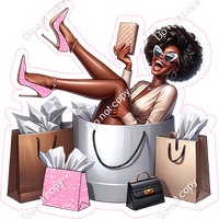 Dark Skin Tone Woman & Shopping Bags w/ Variants