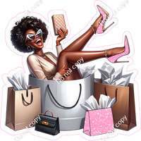 Dark Skin Tone Woman & Shopping Bags w/ Variants