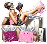 Light Skin Tone Woman & Shopping Bags w/ Variants