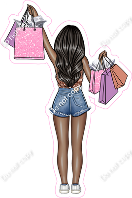 Dark Skin Tone Girl Shopping  - w/ Variants