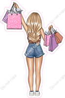 Light Skin Tone Girl Shopping  - Pink w/ Variants
