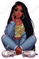 Dark Skin Tone Girl Sitting w/ Variants