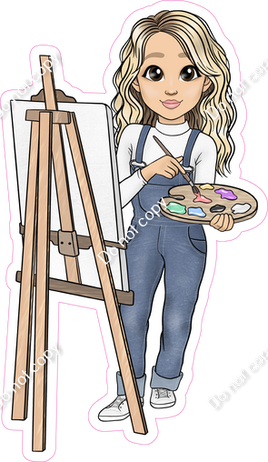 Light Skin Tone Blonde Girl Painting w/ Variants